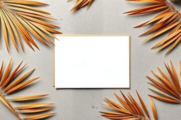 Palm Leaves Frame Card Invitation Tropical Background Design Template