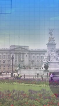 Animation of statistics and data processing over palace