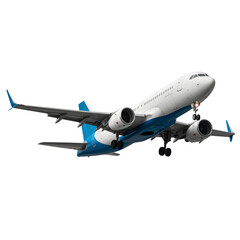 Obraz premium Vector art of a blue and white airplane isolated on transparent background
