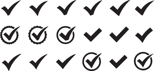 CheckMark vector icon. Set of simple check mark. Green check mark icon. Tick symbol. Accept okay symbol for improvement or checklist design. Correct vote choice symbol. Vector illustration