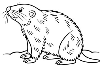 Fototapeta premium coloring page line art the mole black vector