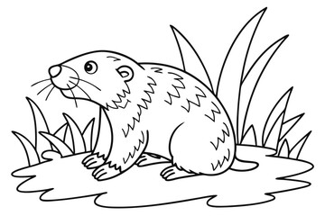 coloring page line art the mole black vector