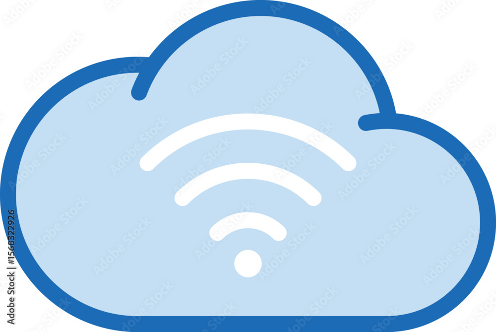 Poster minimalistic flat icon set featuring cloud computing concepts and technology elements in a clean des