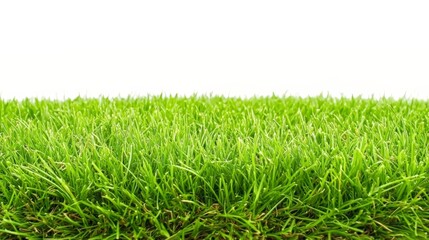 Obraz premium Large green field of grass with no other objects in the image. The field is very lush and vibrant, giving off a sense of freshness and vitality