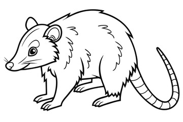coloring page line art the opossum black vector