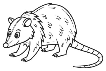 coloring page line art the opossum black vector