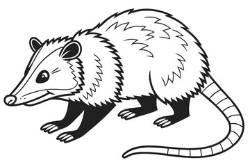 coloring page line art the opossum black vector