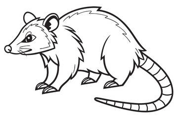 coloring page line art the opossum black vector