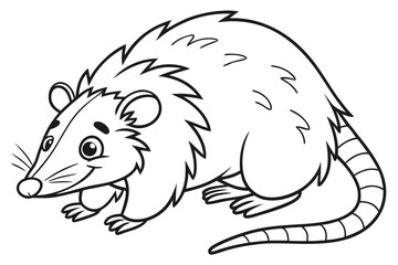 coloring page line art the opossum black vector