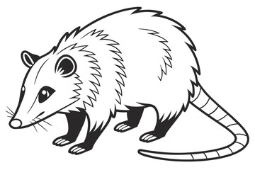 coloring page line art the opossum black vector
