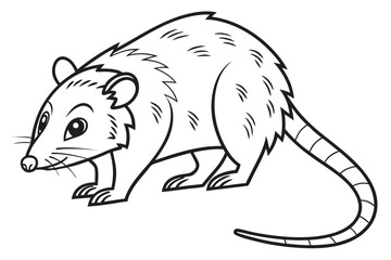 coloring page line art the opossum black vector