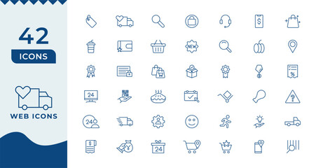 Web & App design icon set. ui ux line icon, user interface iconset collection. Trendy line icons. minimal thin line web icon set.
