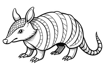 coloring page line art the armadillo black vector