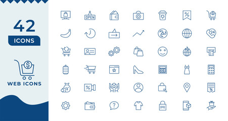 Web & App design icon set. ui ux line icon, user interface iconset collection. Trendy line icons. minimal thin line web icon set.
