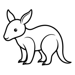 baby Aardvark line art on white background