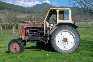 Old Farm Tractor in Field, Pankisi Gorge, Georgia