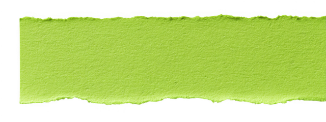 Green Torn Sticky Note Paper Scrapped on Transparent Background
