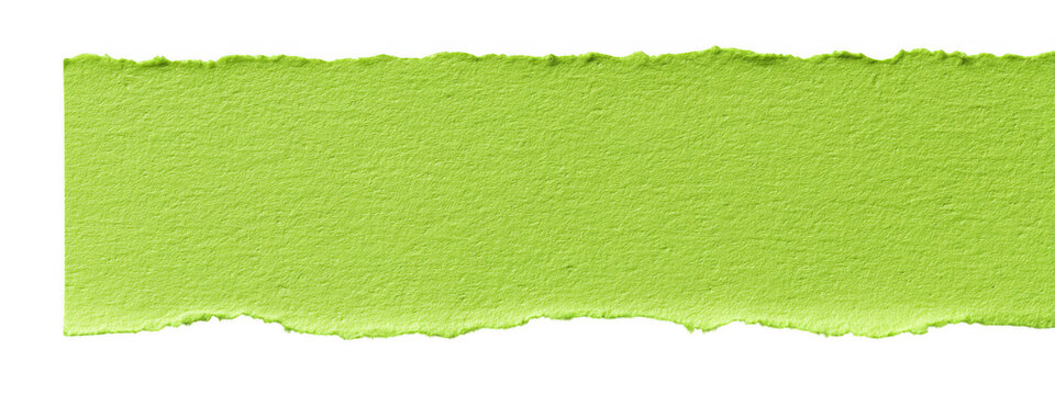Green Torn Sticky Note Paper Scrapped on Transparent Background