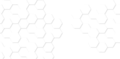 White hexagonal hexagon modern technology creative emboss light honeycomb polygonal web. abstract geometric science and mosaic tile with template texture background.