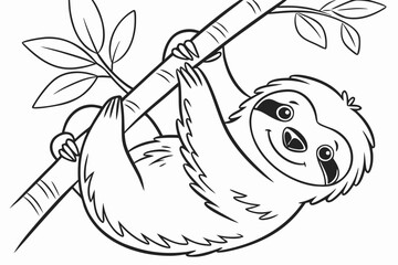 coloring page line art the sloth black vector © mst