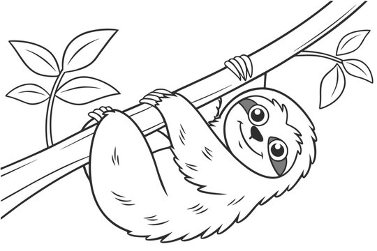 coloring page line art the sloth black vector