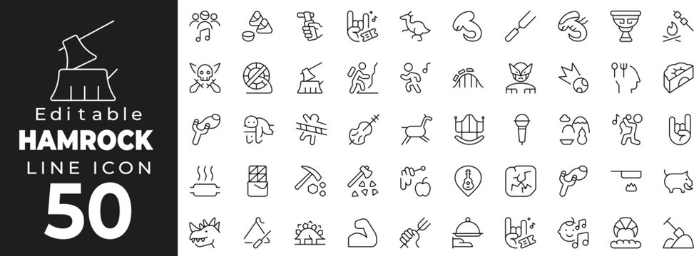 Editable stroke icon representing a hammock for relaxation and outdoor leisure. Perfect for travel, vacation, lifestyle, and outdoor activity design projects with a clean outline style.