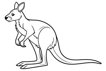 coloring page line art the kangaroo black vector