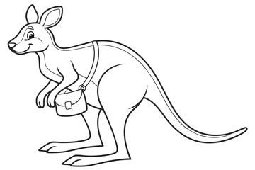 coloring page line art the kangaroo black vector