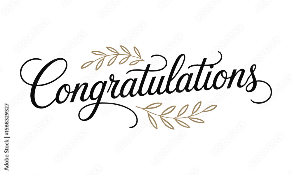 Fototapete A clean and elegant vector illustration of the word Congratulations in a flowing, cursive calligraphy style, easily editable and scalable.