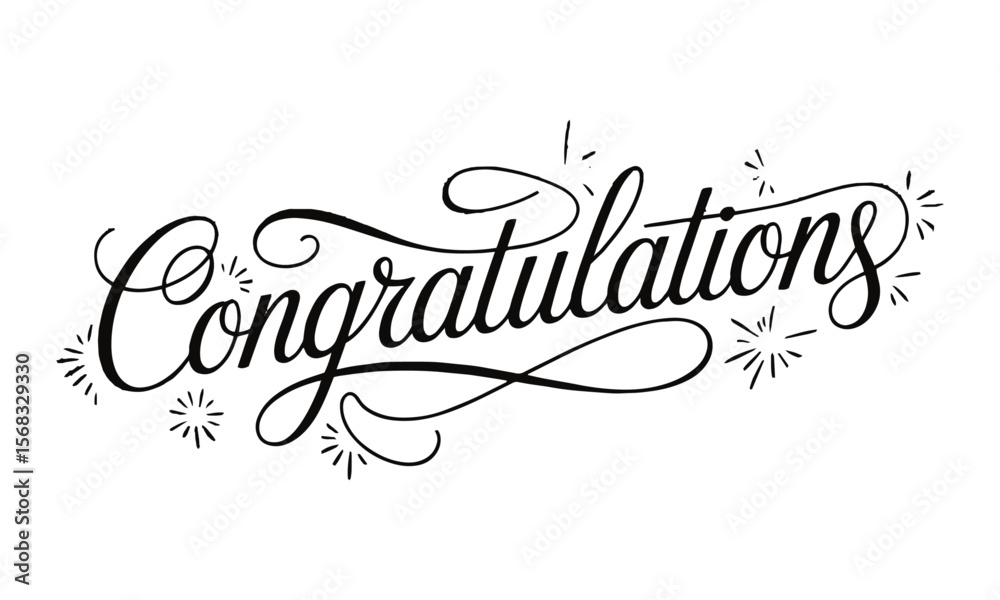 Fototapete A clean and elegant vector illustration of the word Congratulations in a flowing, cursive calligraphy style, easily editable and scalable.