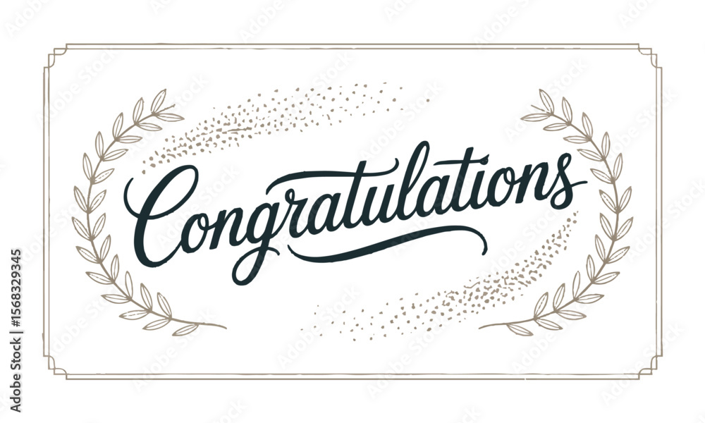 Fototapete A clean and elegant vector illustration of the word Congratulations in a flowing, cursive calligraphy style, easily editable and scalable.