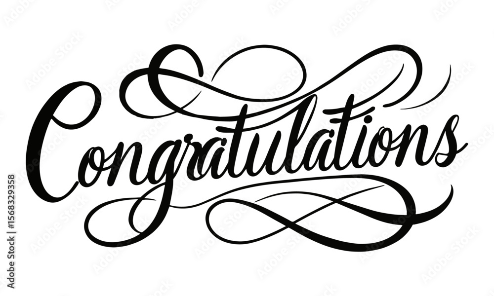 Fototapete A clean and elegant vector illustration of the word Congratulations in a flowing, cursive calligraphy style, easily editable and scalable.