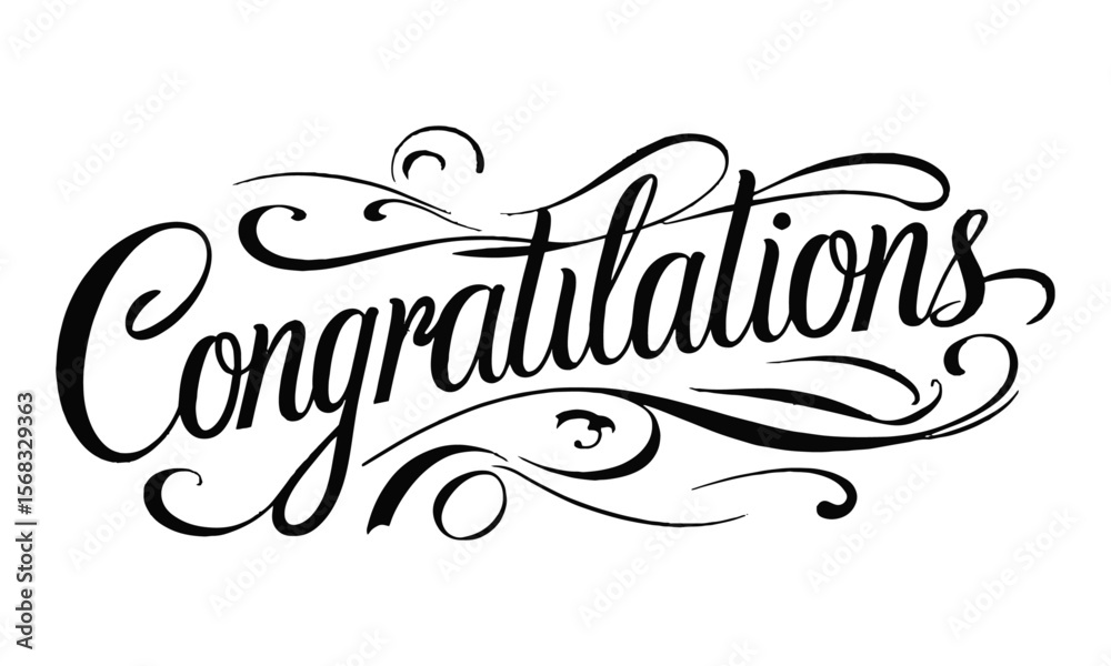 Fototapete A clean and elegant vector illustration of the word Congratulations in a flowing, cursive calligraphy style, easily editable and scalable.