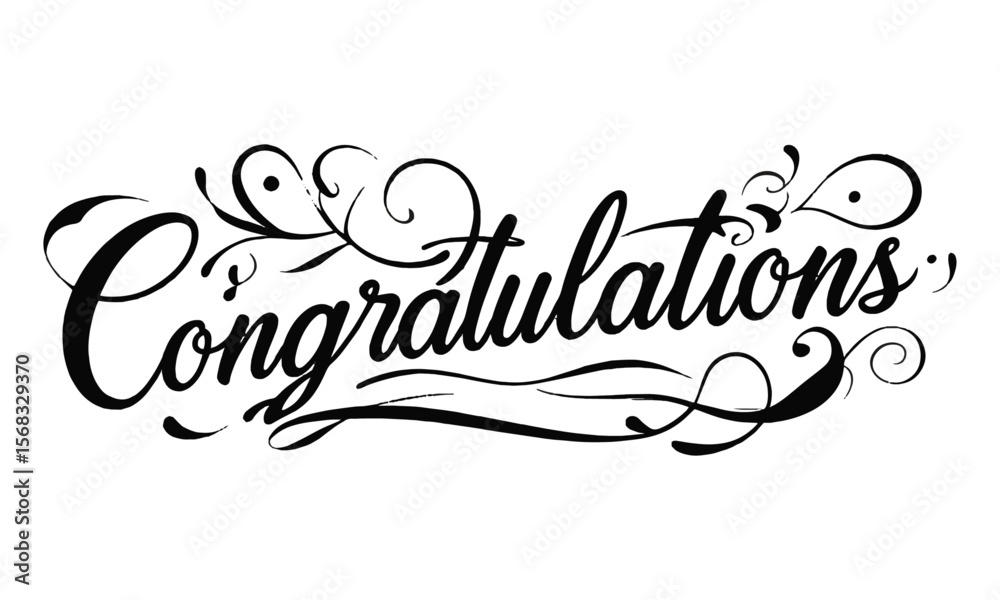 Fototapete A clean and elegant vector illustration of the word Congratulations in a flowing, cursive calligraphy style, easily editable and scalable.