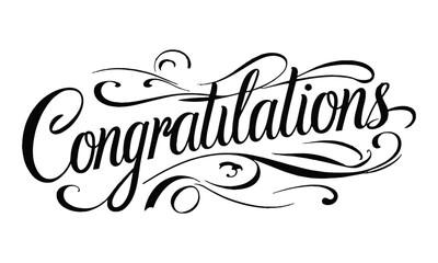 Fototapeta premium A clean and elegant vector illustration of the word Congratulations in a flowing, cursive calligraphy style, easily editable and scalable.