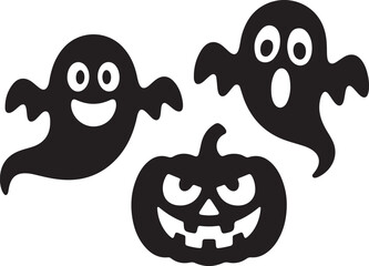Halloween Ghost and Pumpkin Silhouette Icons Collection
