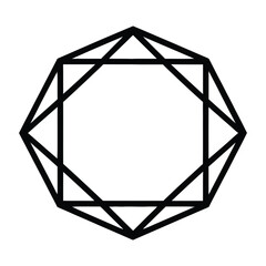 Geometric Hexagon Frame Silhouette, Vector, Illustration, Outline, Line Art, Icon, White Background.