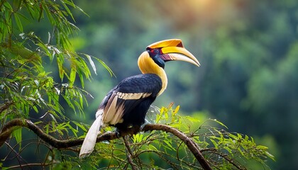 experience the vibrant and colorful hornbill bird in its beautiful natural habitat today