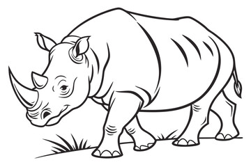 coloring page line art the rhinoceros black vector