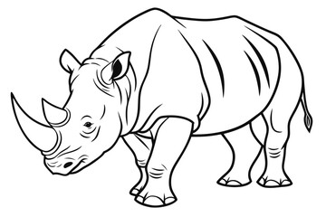 coloring page line art the rhinoceros black vector