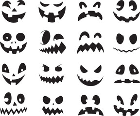 Halloween Pumpkin Face Silhouettes Collection – Scary and Funny Expressions