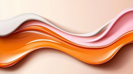 Obraz premium Long orange and white wave with a pink stripe. The wave is very long and has a lot of detail