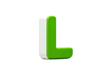 A Vibrant Green and White Magnetic Letter "L" Block  isolated on white background , cutout	