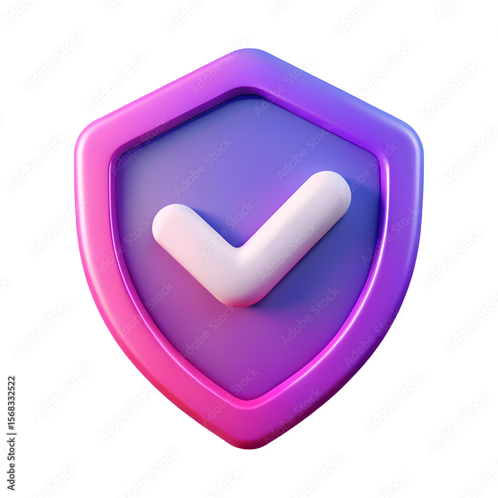Fototapete a secure 3d render of a shield with a check mark on a transparent background for any digital platfor