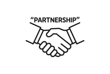 Business handshake icon with the word partnership isolated on white background