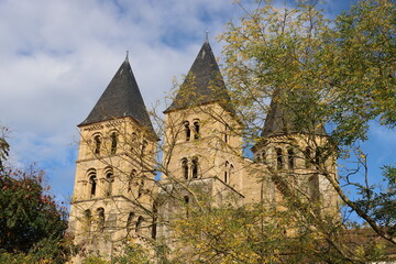 Through the trees, the Basilica in Paray Le Monial, France