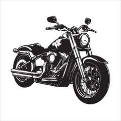 Classic Chopper Motorcycle Black and White Vintage Design 