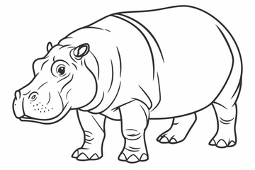 Fototapeta premium coloring page line art the hippopotamus black vector