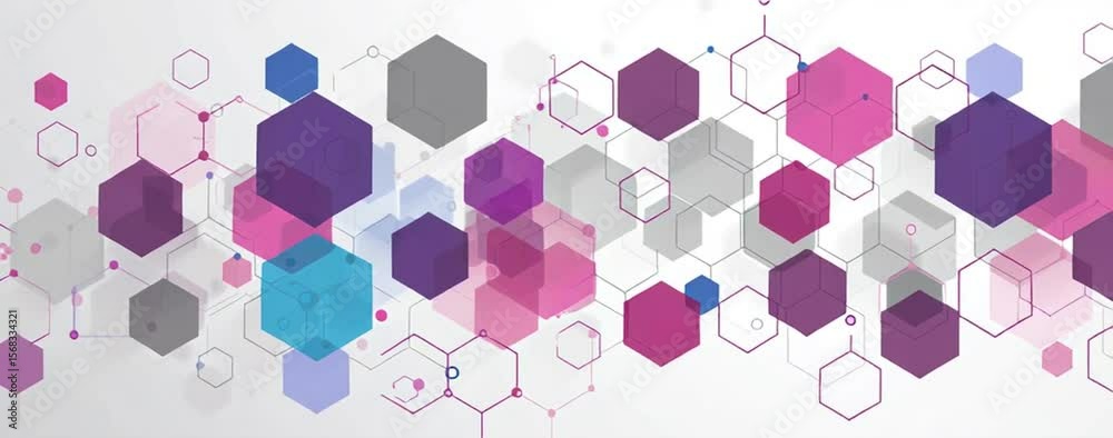 Poster background with hexagons and connected dots for technology, science, or business concept design vect