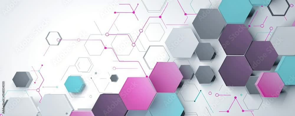 Poster abstract technology background with a hexagonal pattern and dots for a banner or web template on a w